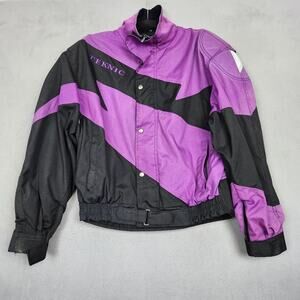 Vintage Teknic Jacket Mens 44 Purple Black Nylon Motorcycle Racing Padded 90s